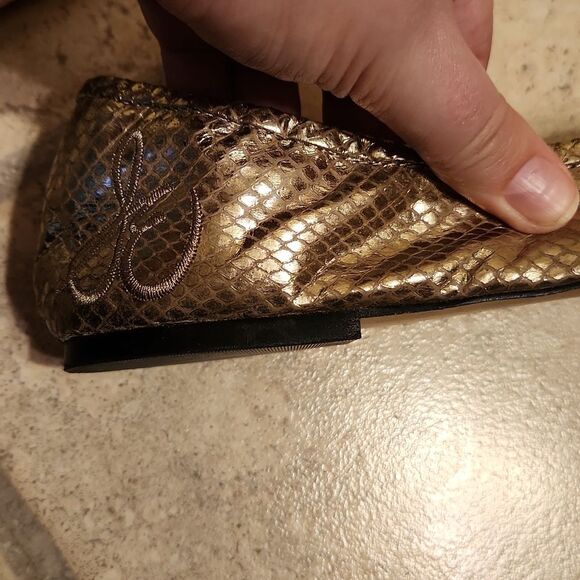 Sam Edelman "Felicia" Gold Snakeskin-Print Ballet Flats Size 9.5 - Picture 11 of 11